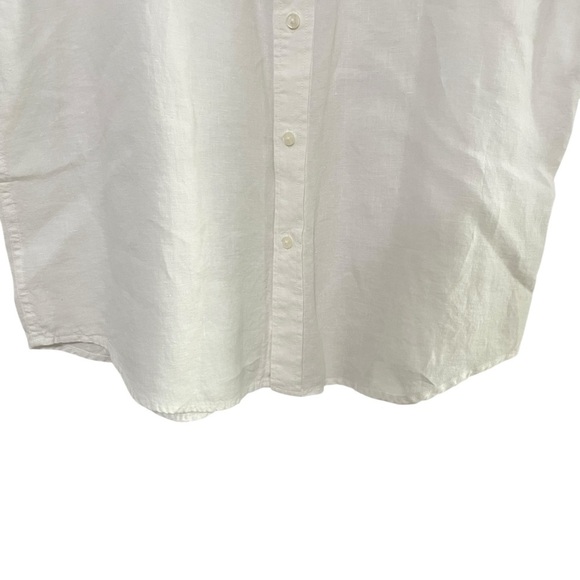 LL Bean Linen Shirt Mens Large Reg. Slightly Fitted White Short Sleeve Casual - Picture 6 of 14